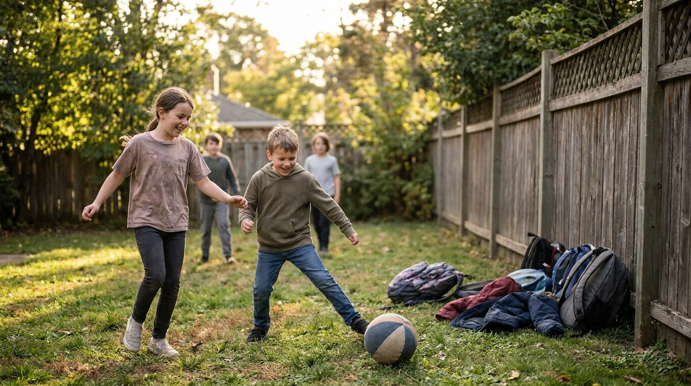 Kids playing — scene for backyard recess games for kids
