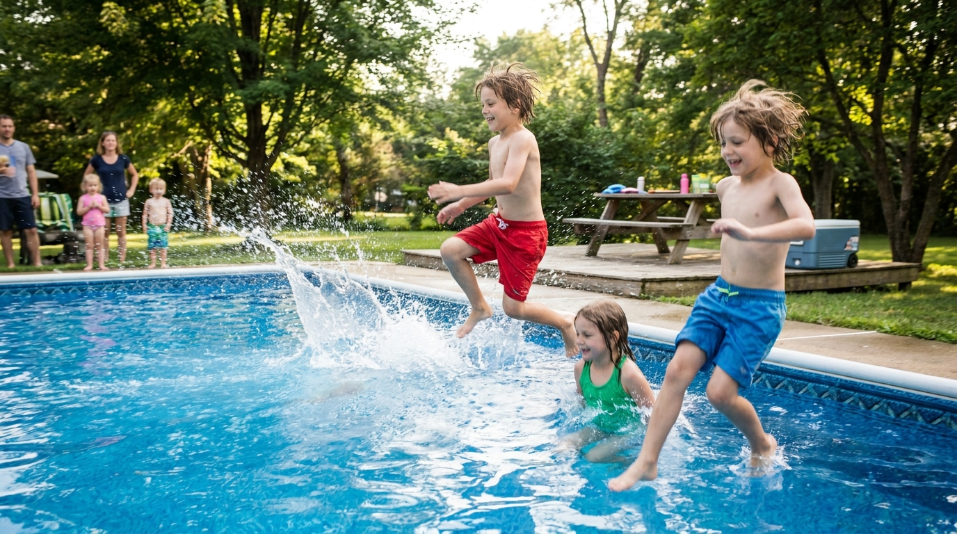 Kids playing — scene for backyard water party checklist for kids