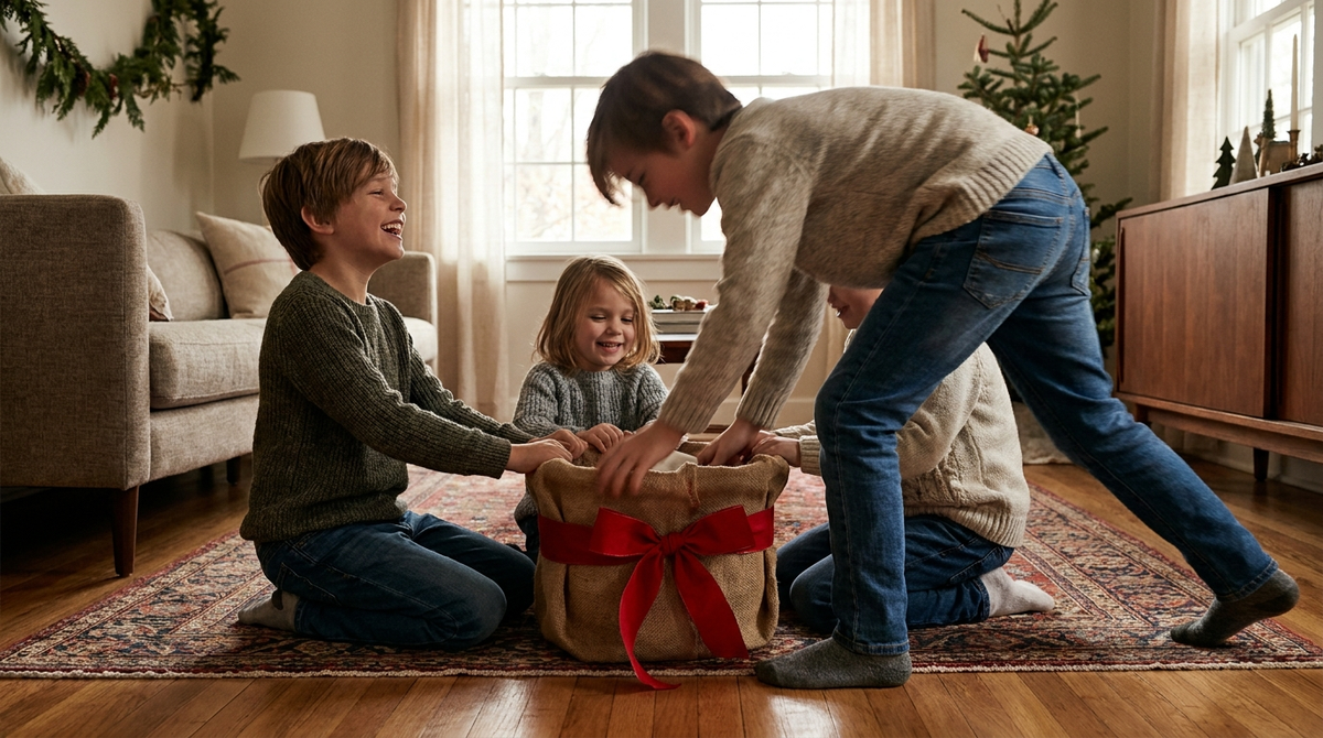 Kids playing — scene for early christmas basket stuffers for kids under $25