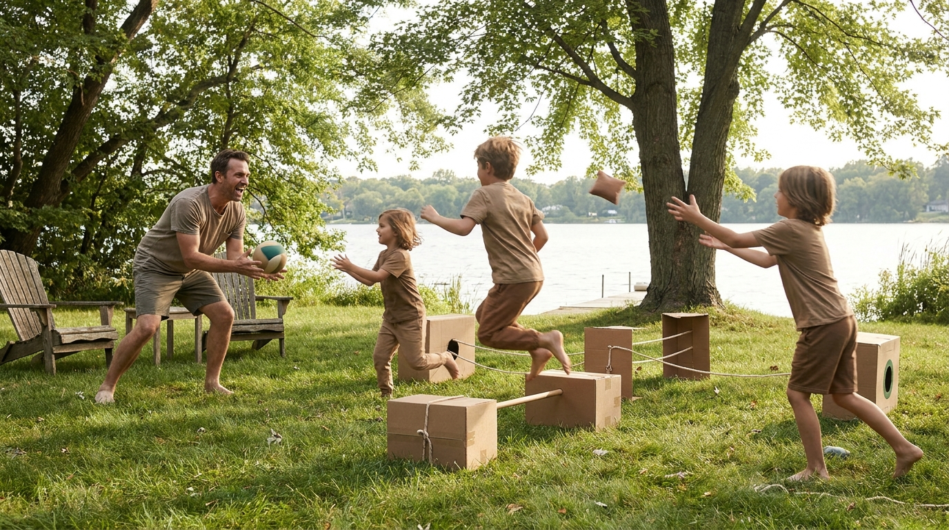 Kids playing — scene for father's day backyard tournament ideas