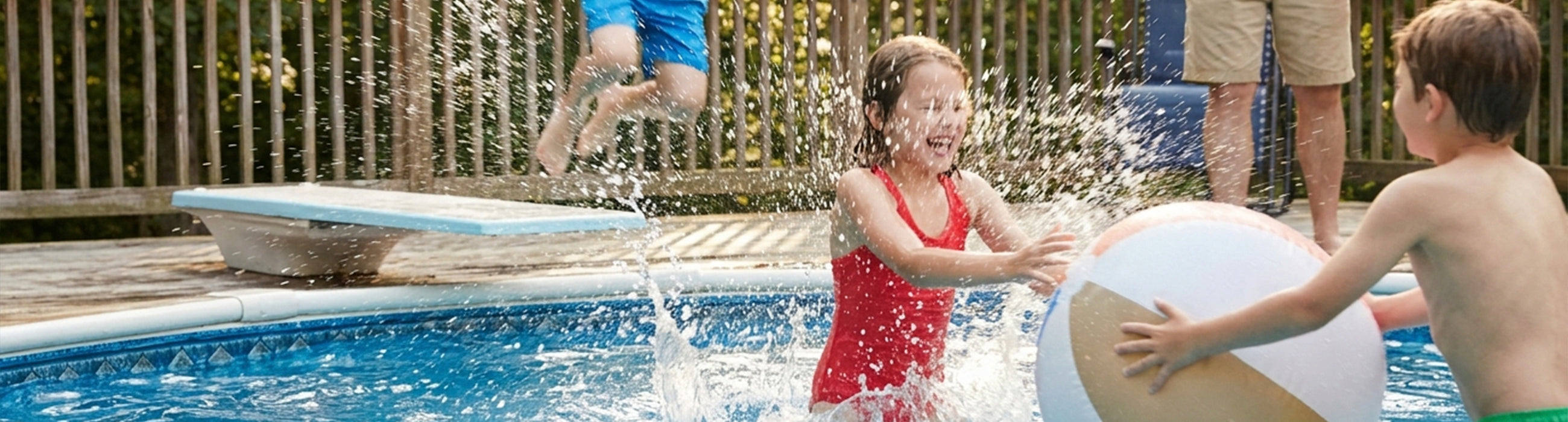Kids playing outside — scene illustrating best pool toys for kids and adults