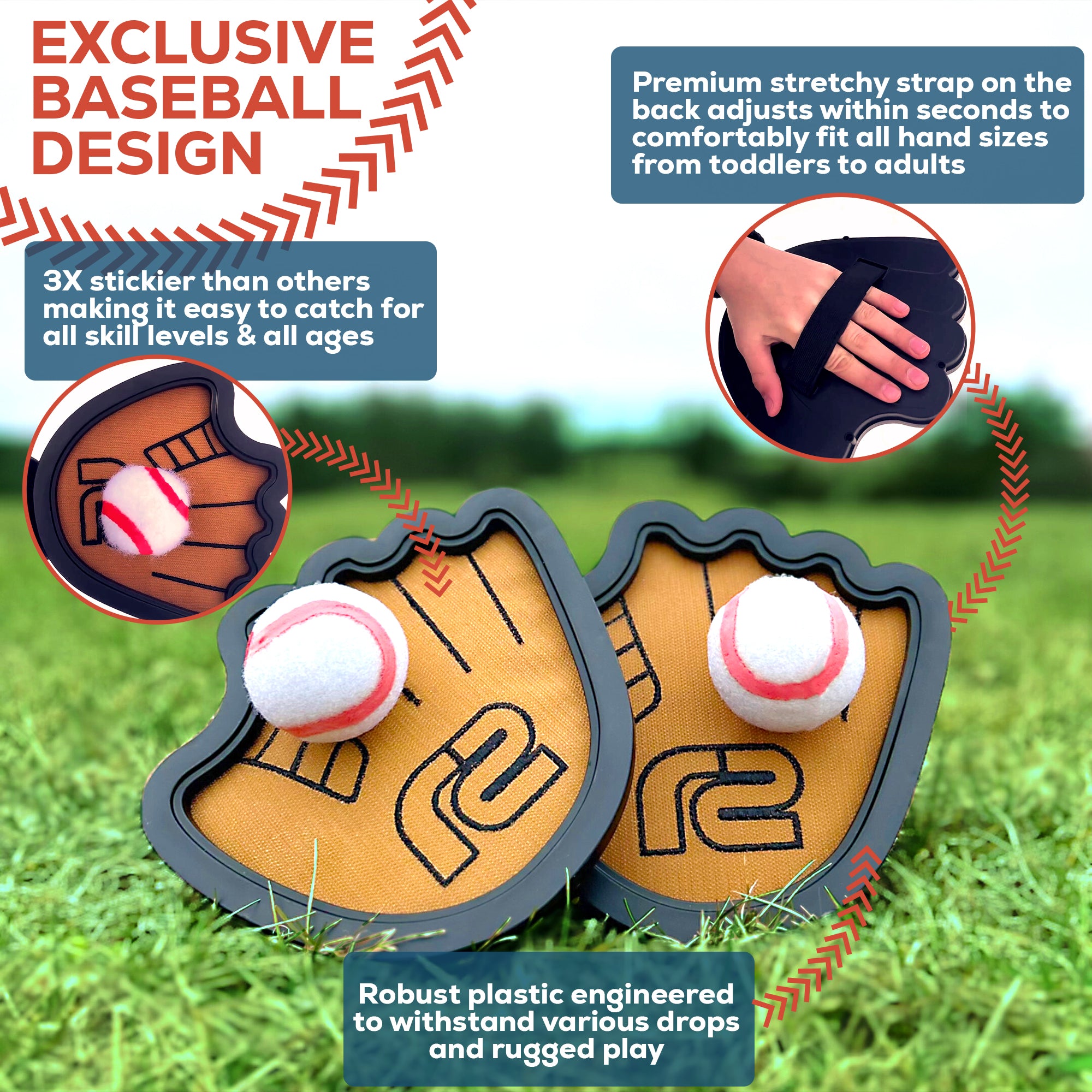 Sticky Baseball Paddle Toss & Catch Game
