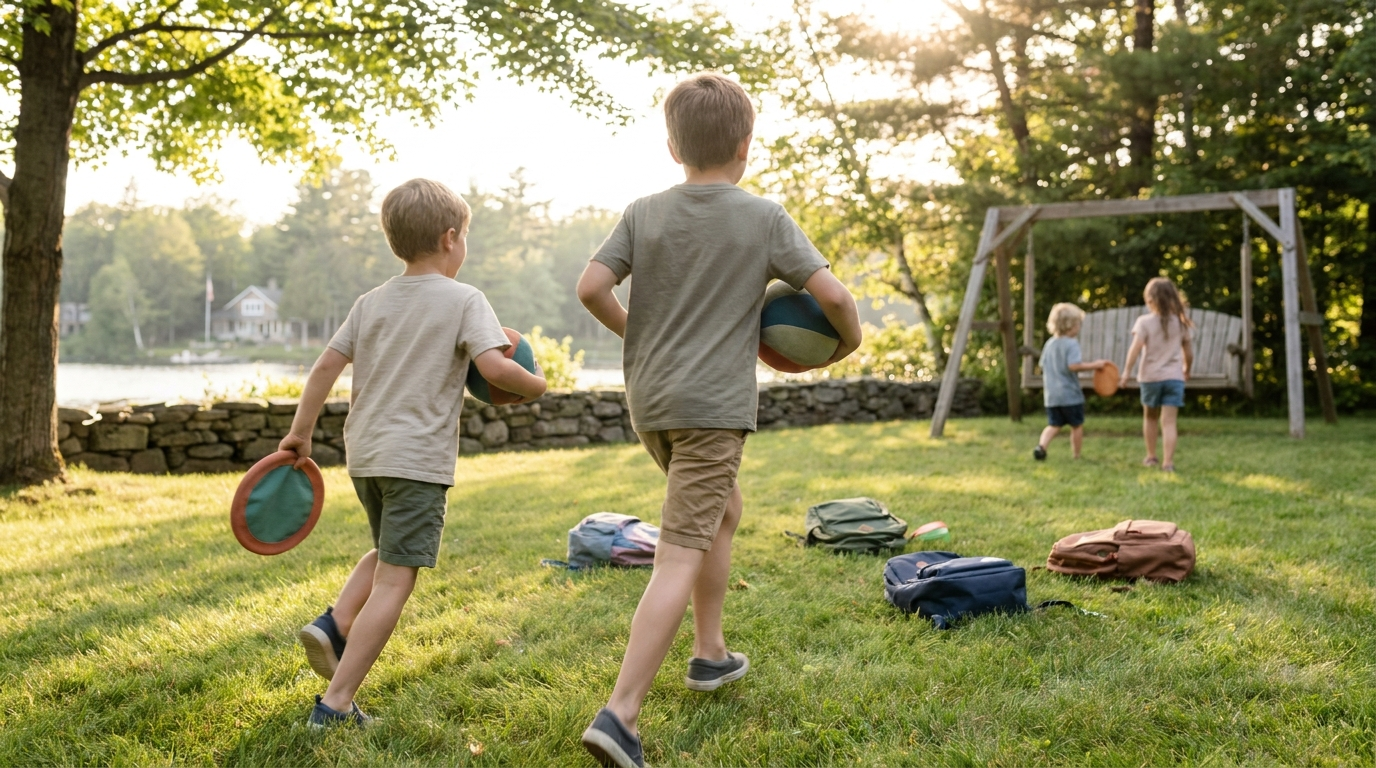Kids playing outside — scene illustrating best soft outdoor toys for kids