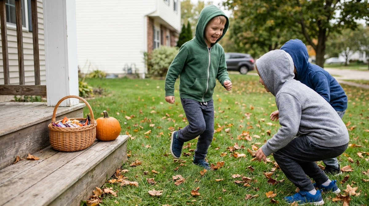 Kids playing outside — scene illustrating how to boo your neighbors