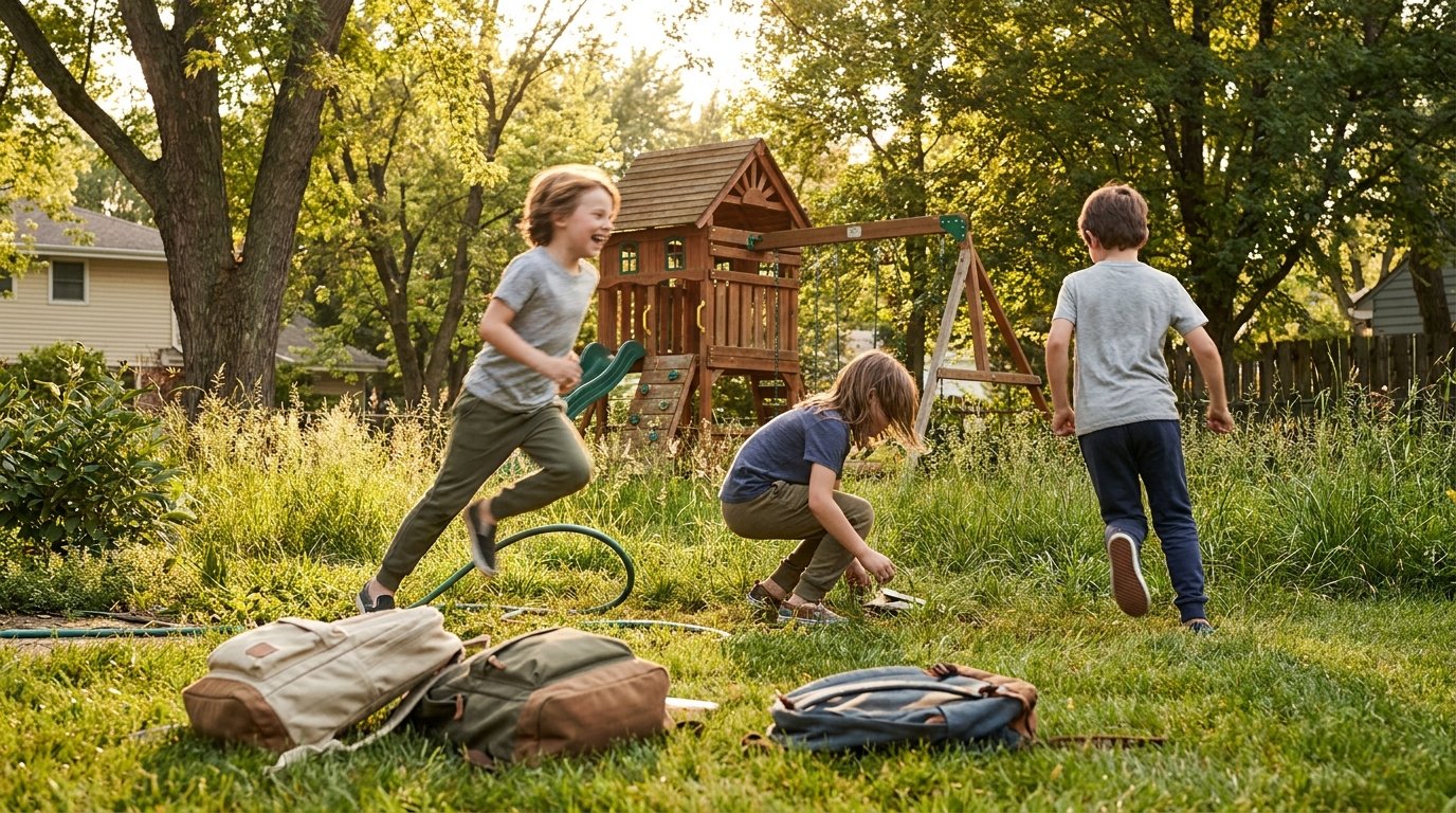 Kids playing — scene for back to school backyard activities for kids