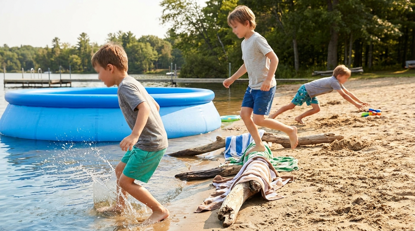 Kids playing — scene for beach day games for kids