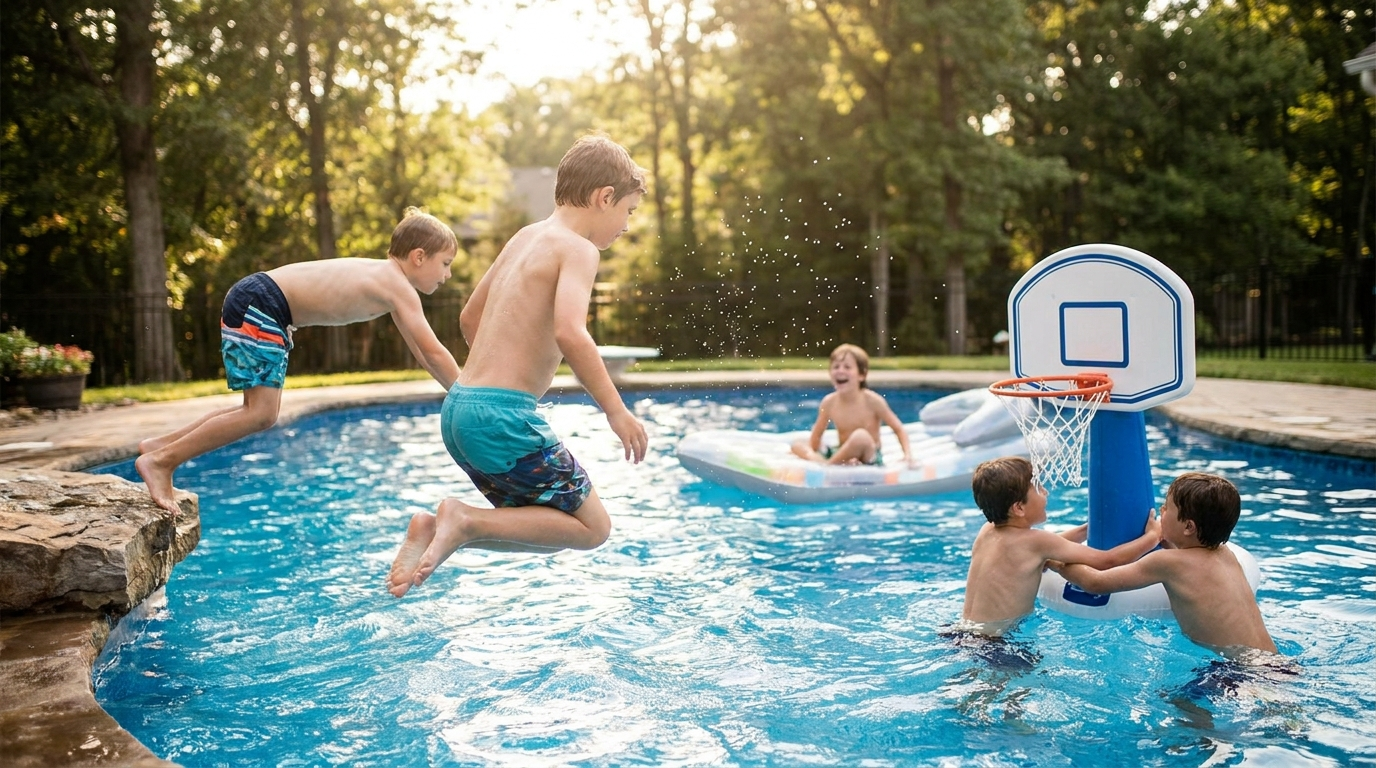 Kids playing — scene for best pool toys for 10 year olds
