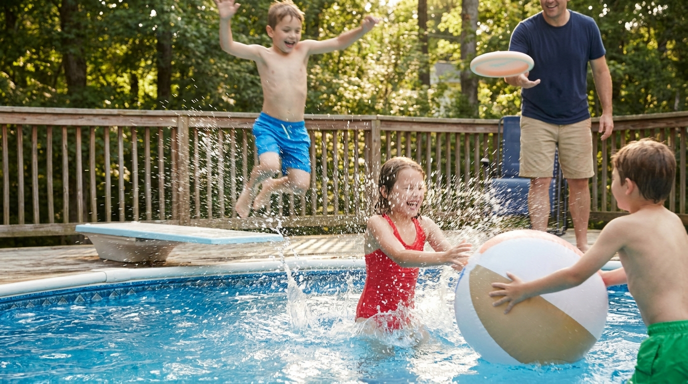 Kids playing — scene for best pool toys for kids and adults