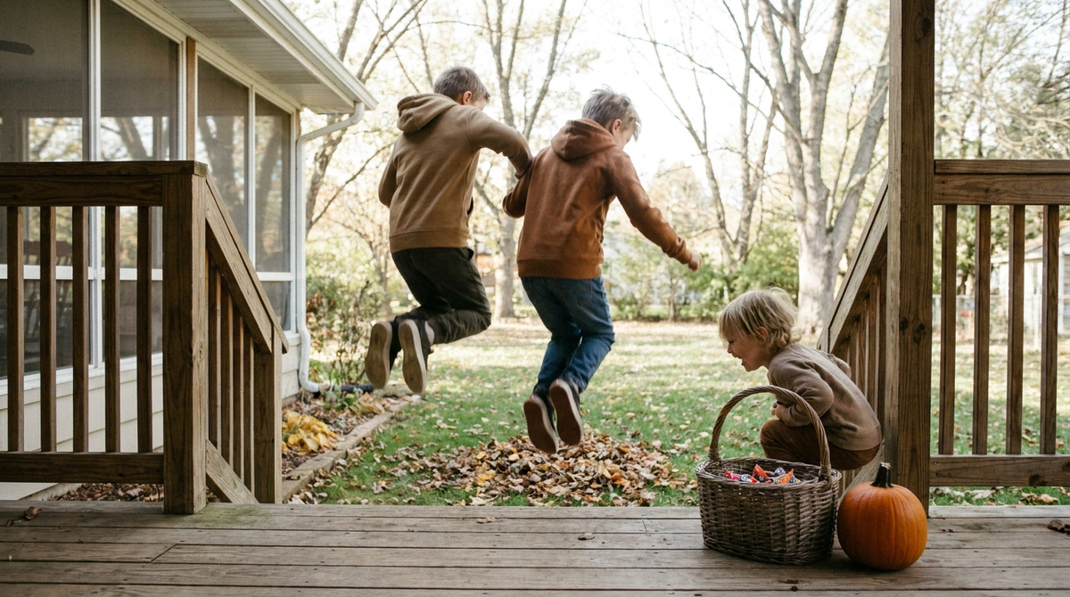 Kids playing — scene for boo basket ideas for classmates