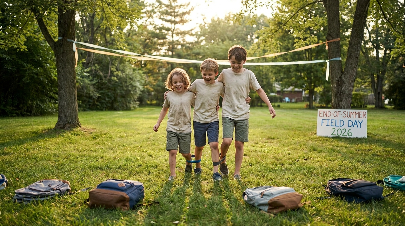 Kids playing — scene for end of summer backyard games for kids