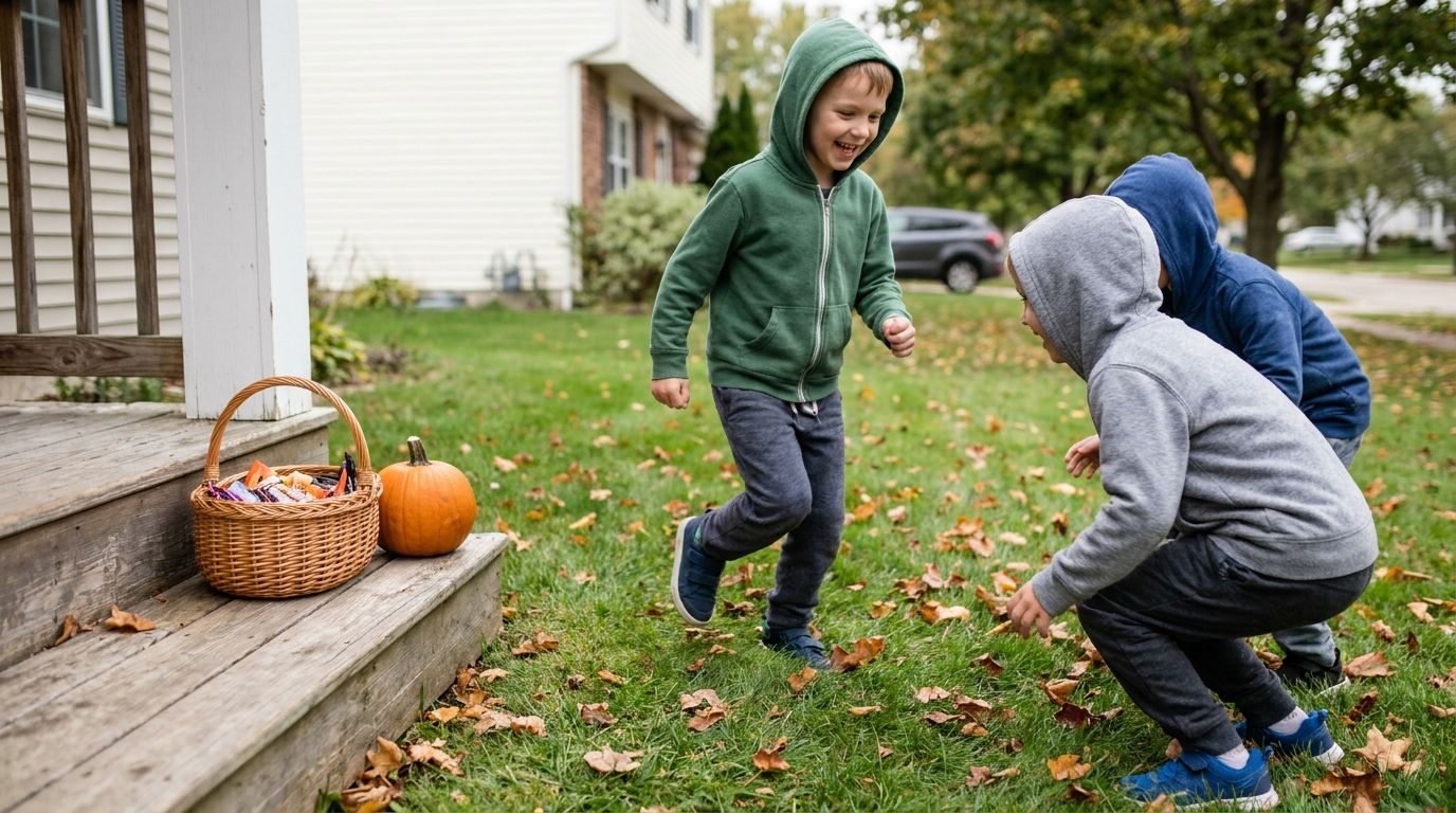 Kids playing — scene for how to boo your neighbors