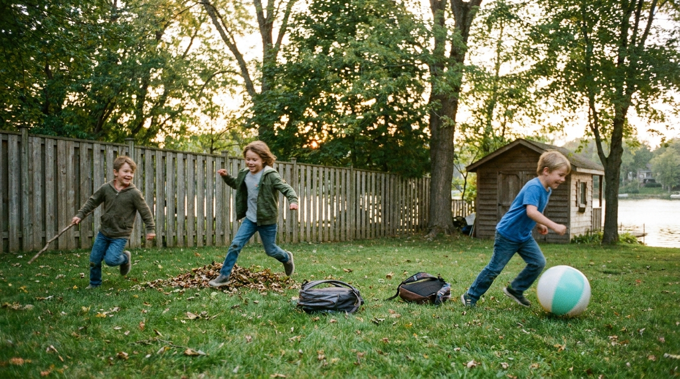 Kids playing outside — scene illustrating best outdoor toys under 25 for kids